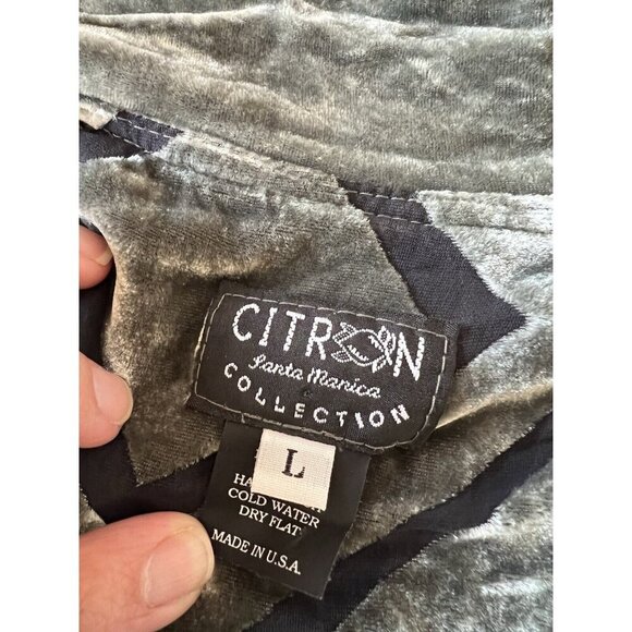 Citron Santa Monica Green Burnout Velvet Dress Topper Jacket Set Geometric Silk - Picture 16 of 16